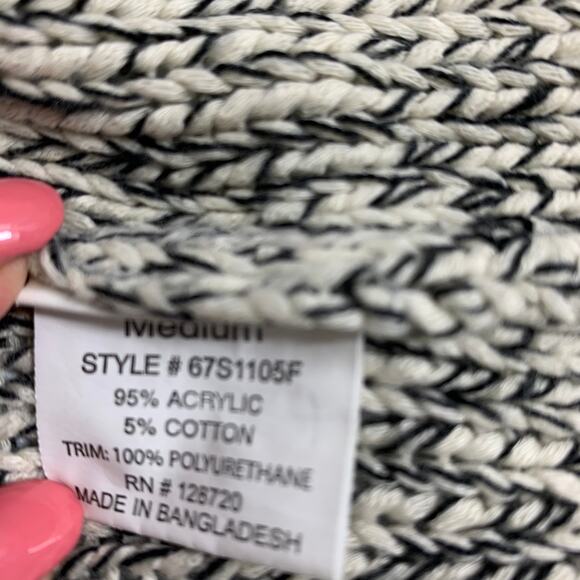 Quinn Sweater Womens Medium Zipper Accents‎ Black White Pullover Casual Cozycore - Picture 6 of 8